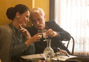 CHEERS to Julia Ormond as Marie Calvet and John Slattery as Roger Sterling - 7th Season, Episode 14 - Photo Credit: Michael Yarish/AMC