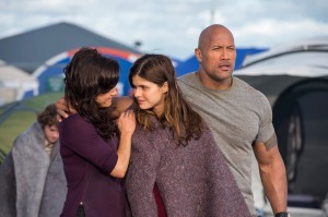 (L-r) CARLA GUGINO as Emma, ALEXANDRA DADDARIO as Blake and DWAYNE JOHNSON as Ray in the action thriller "SAN ANDREAS," a production of New Line Cinema and Village Roadshow Pictures, released by Warner Bros. Pictures. from Warner Bros media pass
