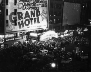1932 --- Original caption: 1932- Opening night of the movie Grand Hotel on Times Square at Astor Theatre. View of street crowd at entry. --- Image by © Corbis